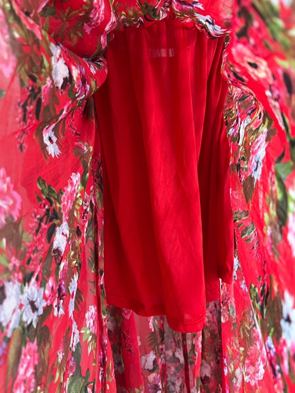 Red Floral Wrap Maxi Dress - Picture 4 of 5